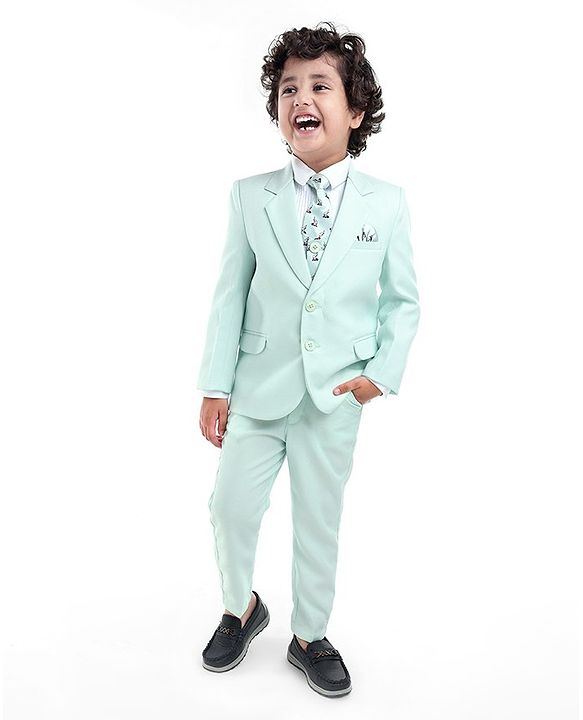 Babyhug Full Sleeves Classic Stretch Fit Party Suit Bow - Mint