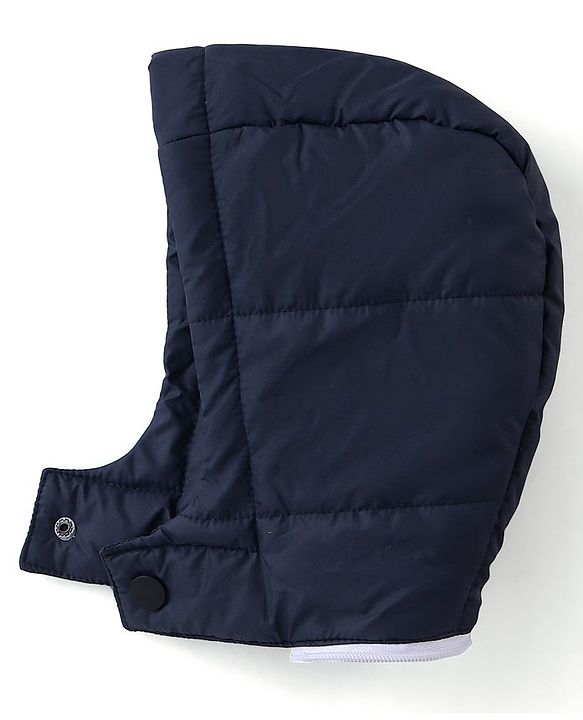 Babyhug Full Sleeves Jacket With Detachable Hood & Colour Block Pattern - Blue White & Green