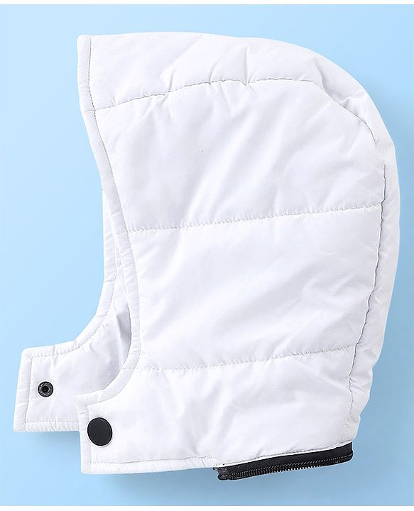 Babyhug Full Sleeves Jacket with Detachable Hood & Colour Block Pattern - Blue White & Green