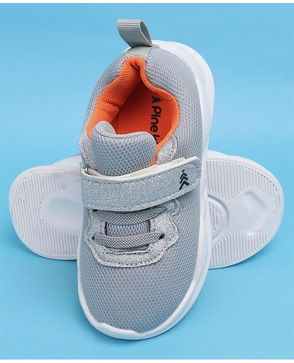 Pine Kids Glittery Detailing Velcro Closure Causal Shoes - Grey