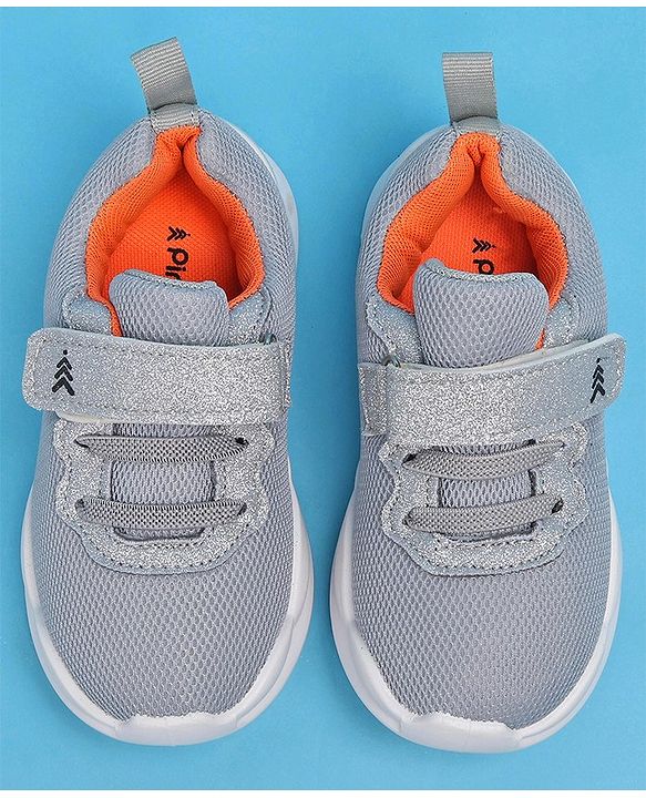 Pine Kids Glittery Detailing Velcro Closure Causal Shoes - Grey