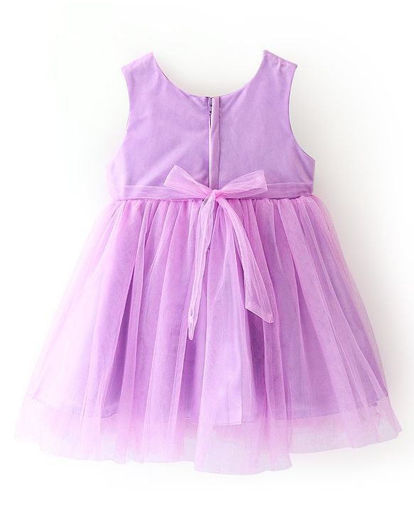Babyhug Sleeveless Party Frock with Sequin Detailing - Lavender