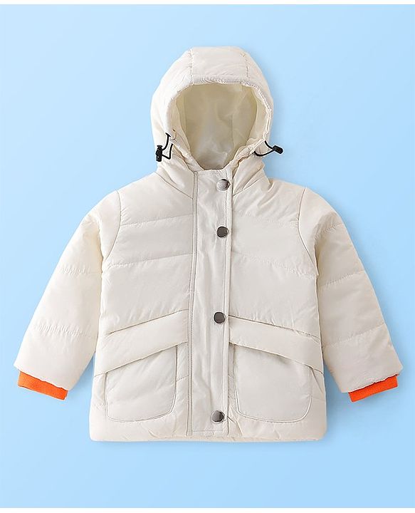 Babyhug Full Sleeves Hoodie Solid Color - Custard