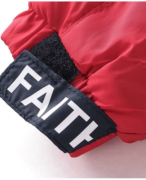 Babyhug Woven Full Sleeves Jacket With Hood - Red & Navy Blue