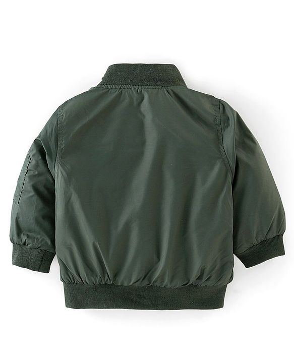 Babyhug Full Sleeves Woven Jacket with Detachable Hood - Olive