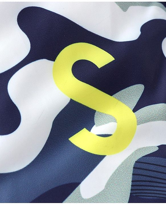 Babyhug Full Sleeves Hoodie With Camouflage Print - White & Blue