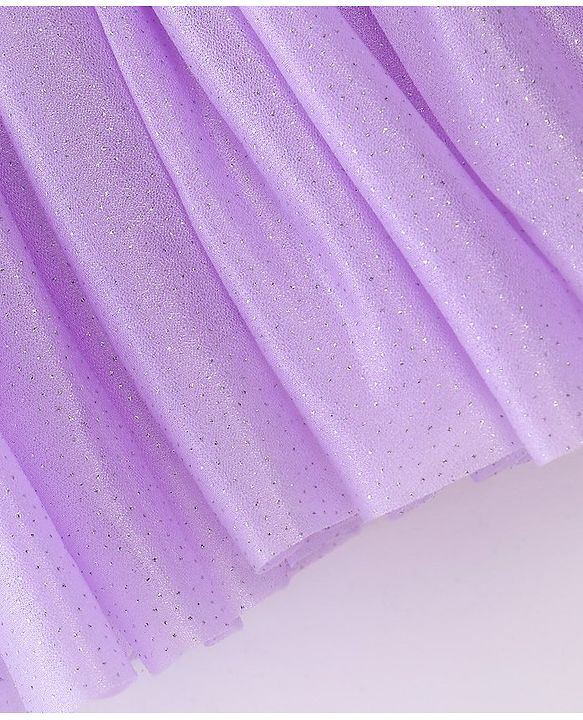 Babyhug Woven Sleeveless Glitter Georgette Party Frock & Floral Applique - Lavender