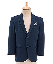 Babyhug Woven Full Sleeves Three Pieces Solid Colour Party Suit  With Bow -Dark Blue