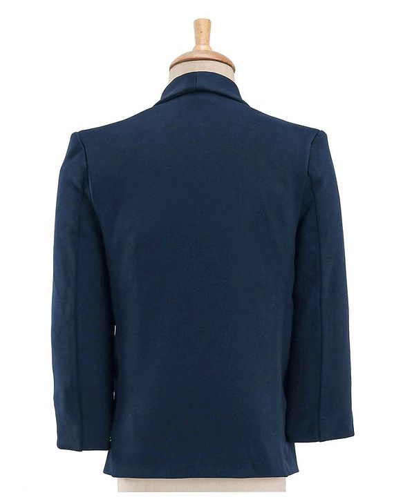 Babyhug Woven Full Sleeves Three Pieces Solid Colour Party Suit  With Bow -Dark Blue