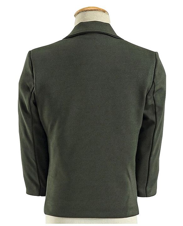 Babyhug Cotton Full Sleeves Party Wear Stretch Fit Suit With Blazer Solid - Olive