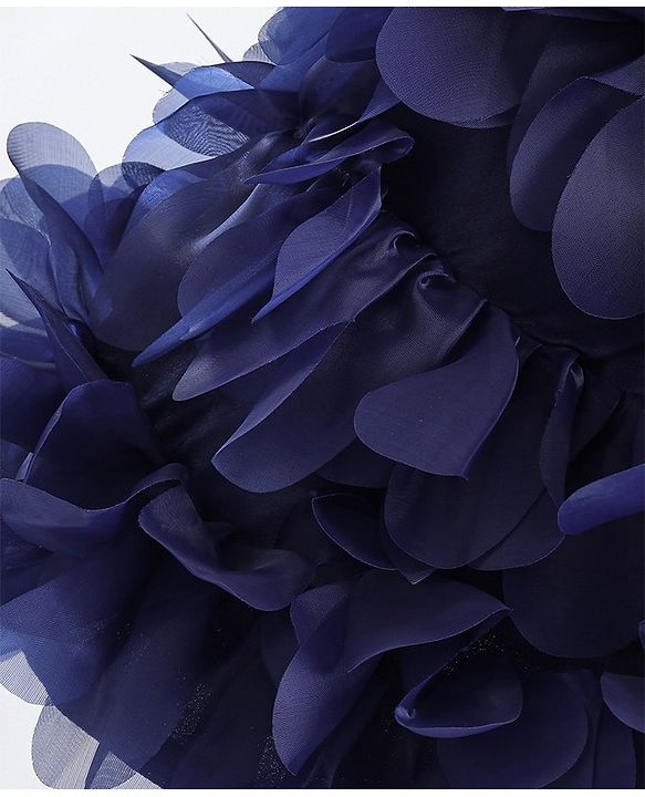 Babyhug Sleeveless 3D Petals Flare Flounce Party Frock with Floral Applique  - Navy Blue