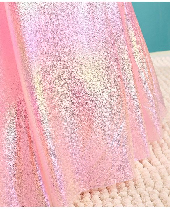 Babyhug Woven Sleeveless Metallic Party Frock with Floral Applique - Pink