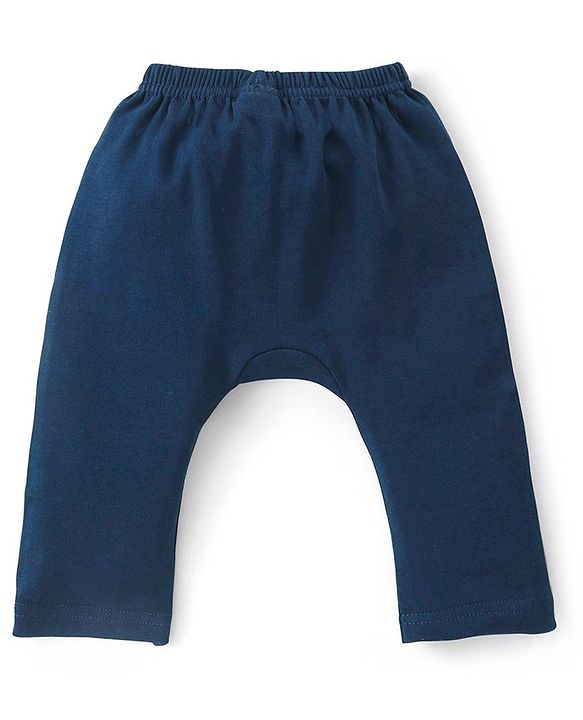 Babyhug Cotton Interlock Knit Full Length Diaper Pant with Stripes & Space Ships Print Pack of 3 - Navy Red & White