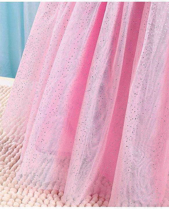 Babyhug Sleeveless Foil Printed with Embroidered Patch Party Frock - Light Pink