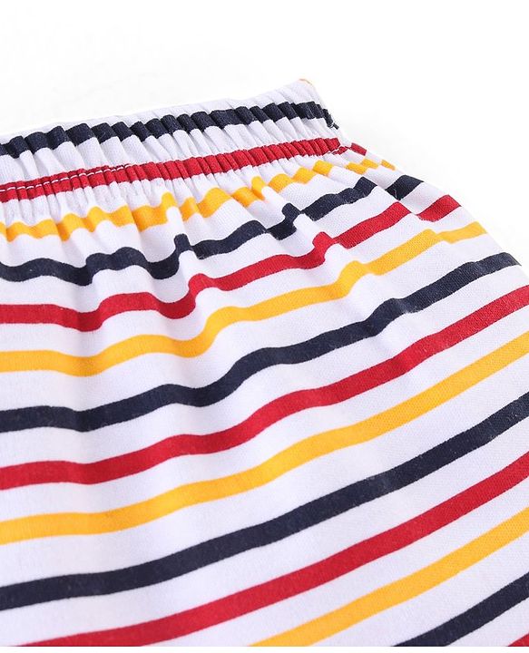 Babyhug Interlock Cotton Knit Full Length Diaper Pants Teddy Print Pack of 3 - Red & Yellow