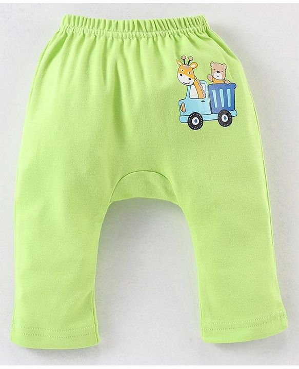 Babyhug Cotton Diaper Pants Striped & Car Print Pack of 3 - Blue & Green
