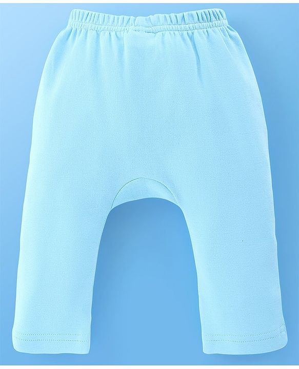 Babyhug Cotton Knit Full Length Diaper Pants Stripes & Tiger Print Pack Of 3 - White & Blue