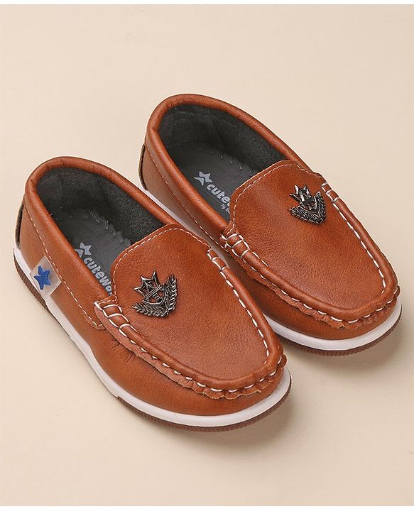 Cute Walk by Babyhug Formal & Partywear Slip On Shoes with Applique - Brown