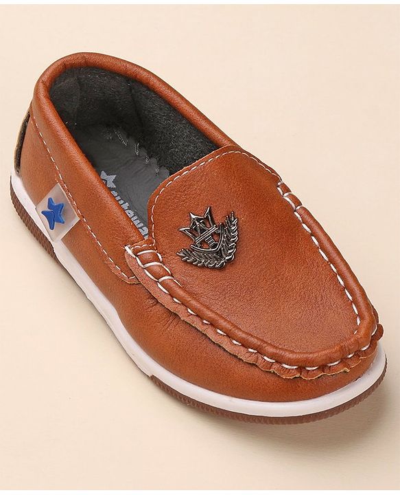Cute Walk by Babyhug Formal & Partywear Slip On Shoes with Applique - Brown