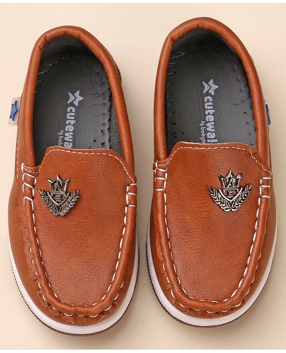 Cute Walk by Babyhug Formal & Partywear Slip On Shoes with Applique - Brown