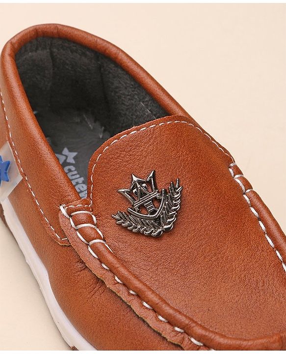 Cute Walk by Babyhug Formal & Partywear Slip On Shoes with Applique - Brown