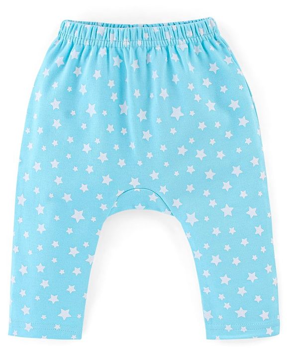 Babyhug Interlock Cotton Knit Full Length Diaper Pants Space Print Pack of 3 - Orange White & Blue