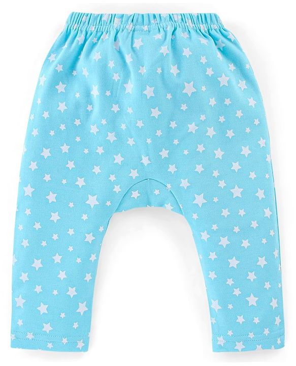 Babyhug Interlock Cotton Knit Full Length Diaper Pants Space Print Pack of 3 - Orange White & Blue
