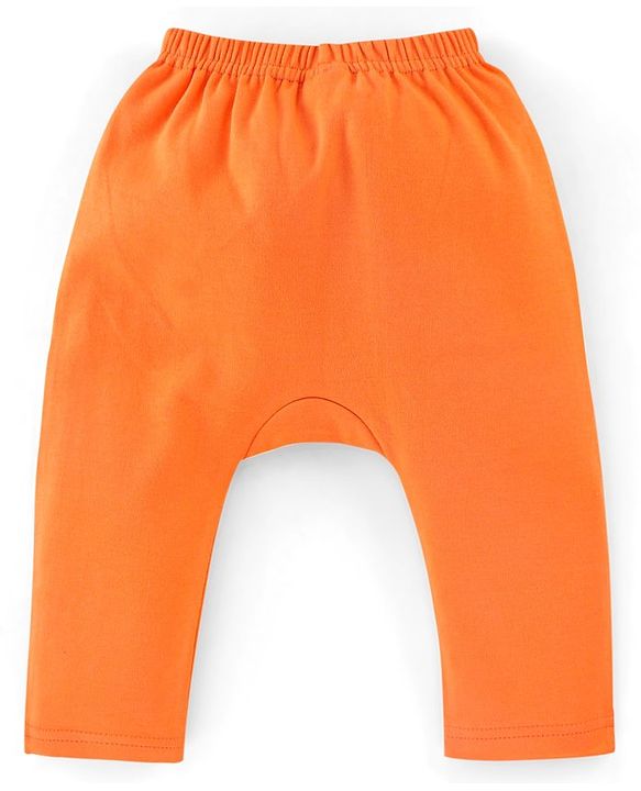 Babyhug Interlock Cotton Knit Full Length Diaper Pants Space Print Pack of 3 - Orange White & Blue