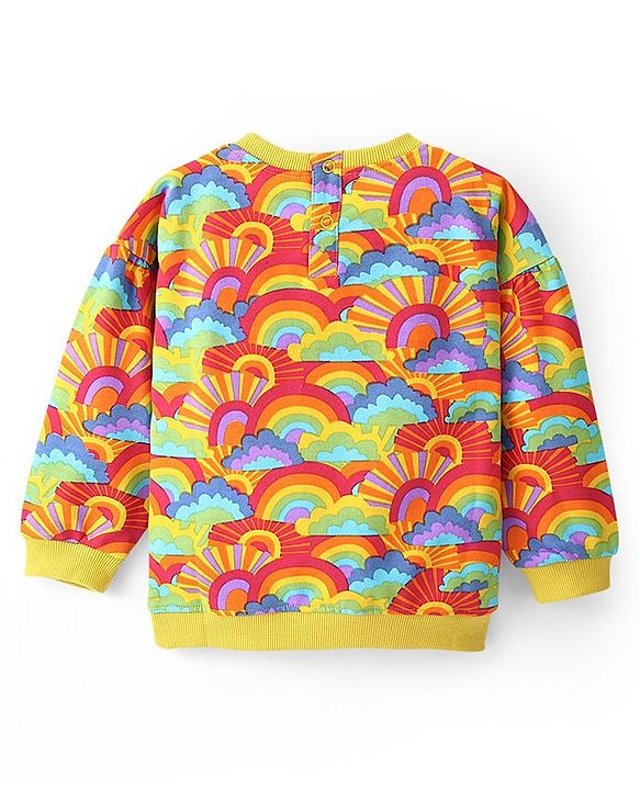 Babyhug Cotton Knit Full Sleeves Sweatshirt With Text Embroidery & Sequins Detailing - Multicolour