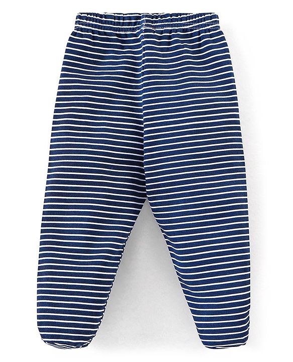 Babyhug Cotton Booties Pant Striped & Star Print Pack of 3 - Blue & Red