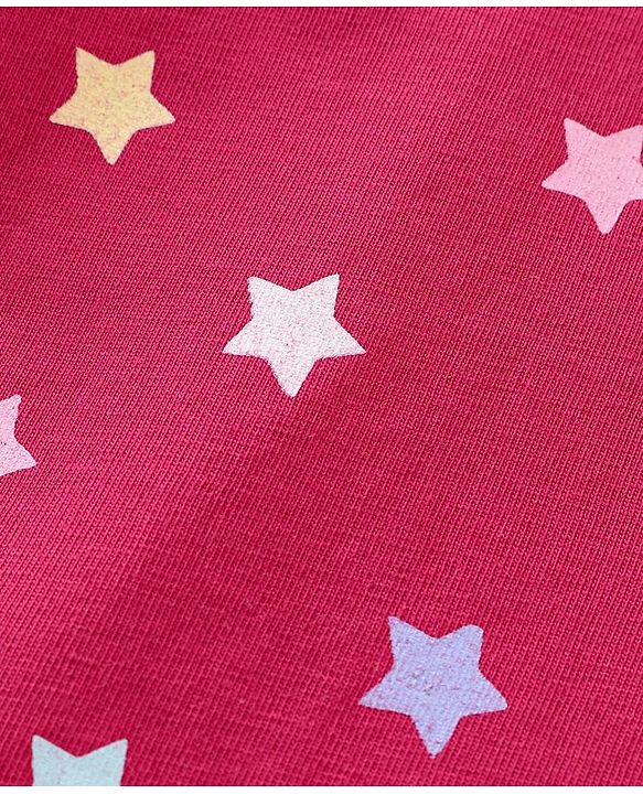Babyhug Cotton Full Sleeves Night Suit Stars Print- Pink