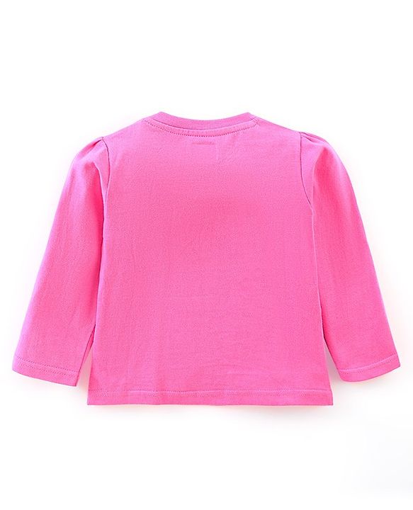 Babyhug Single Jersey Full Sleeves Night Suit Text & Floral Print - Pink & White