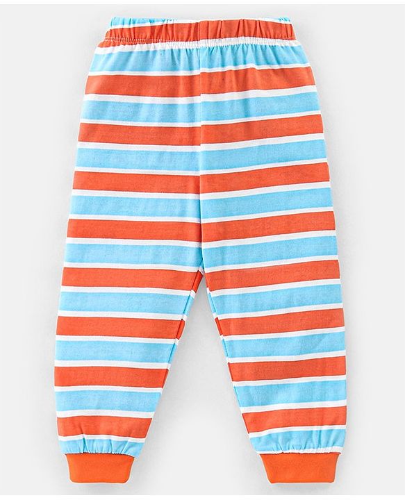 Babyhug Cotton Knit Half Sleeves Night Suit with Shark Print - Orange