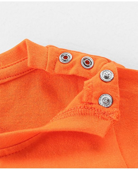 Babyhug Cotton Knit Half Sleeves Night Suit with Shark Print - Orange