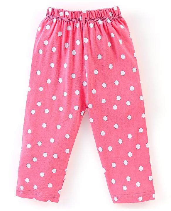Babyhug Single Jersey Full Sleeves Night Suit Text Print - Pink