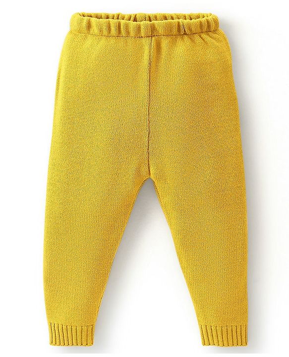 Babyhug Full Sleeves Baby Sweater Set Chevron Design - Mustard