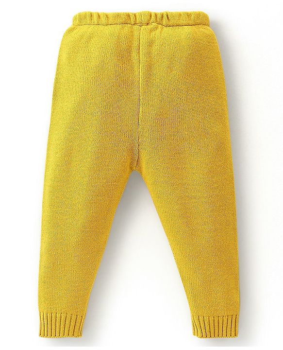 Babyhug Full Sleeves Baby Sweater Set Chevron Design - Mustard