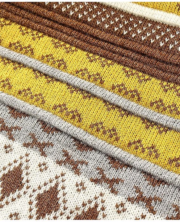 Babyhug Full Sleeves Baby Sweater Set Chevron Design - Mustard
