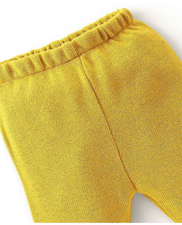 Babyhug Full Sleeves Baby Sweater Set Chevron Design - Mustard
