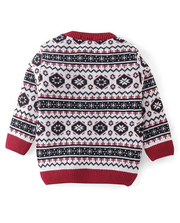 Babyhug Full Sleeves Baby Sweater Set - Red