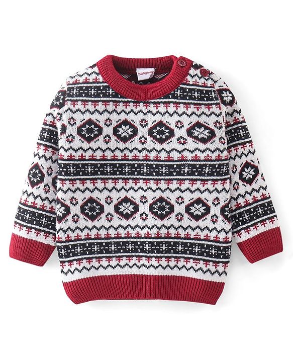 Babyhug Full Sleeves Baby Sweater Set - Red