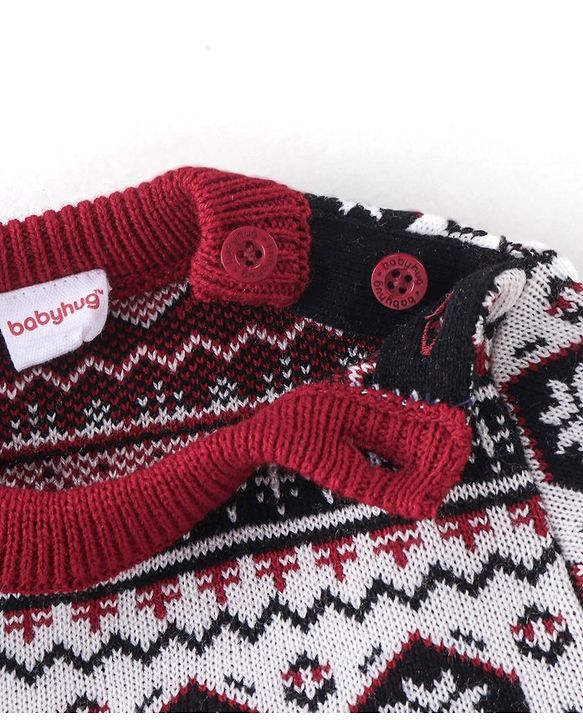 Babyhug Full Sleeves Baby Sweater Set - Red
