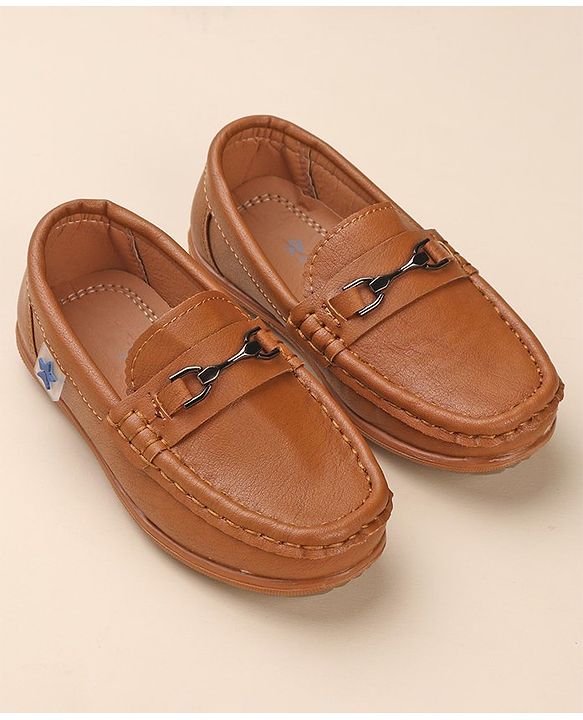 Cute Walk by Babyhug Slip On Solid Formal & Partywear Shoes with Applique - Camel Brown