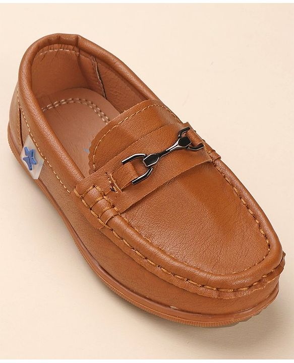 Cute Walk by Babyhug Slip On Solid Formal & Partywear Shoes with Applique - Camel Brown
