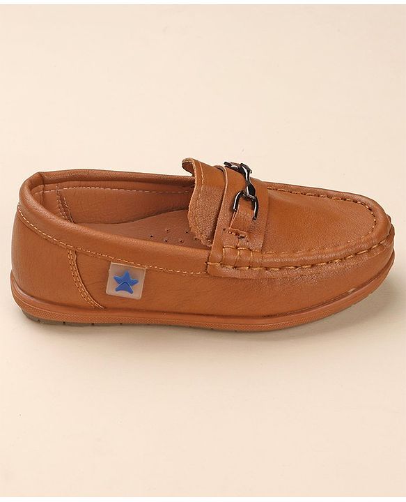 Cute Walk by Babyhug Slip On Solid Formal & Partywear Shoes with Applique - Camel Brown