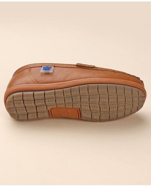 Cute Walk by Babyhug Slip On Solid Formal & Partywear Shoes with Applique - Camel Brown