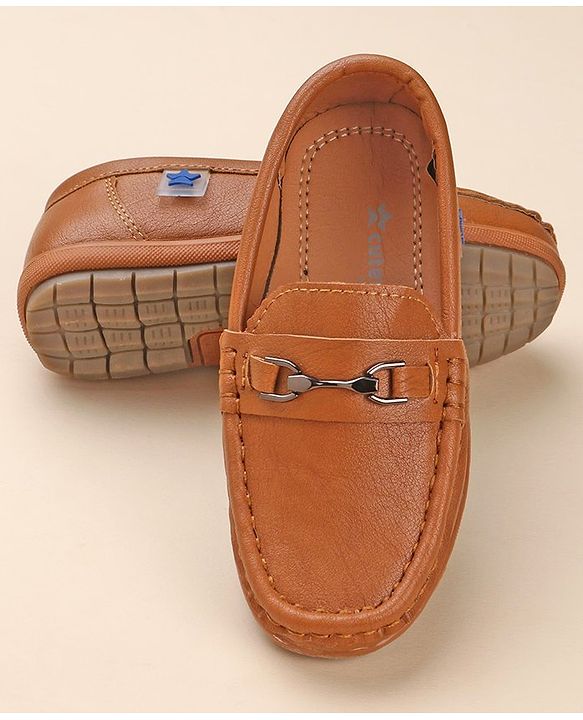 Cute Walk by Babyhug Slip On Solid Formal & Partywear Shoes with Applique - Camel Brown