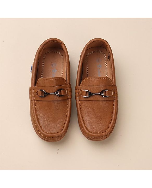 Cute Walk by Babyhug Slip On Solid Formal & Partywear Shoes with Applique - Camel Brown