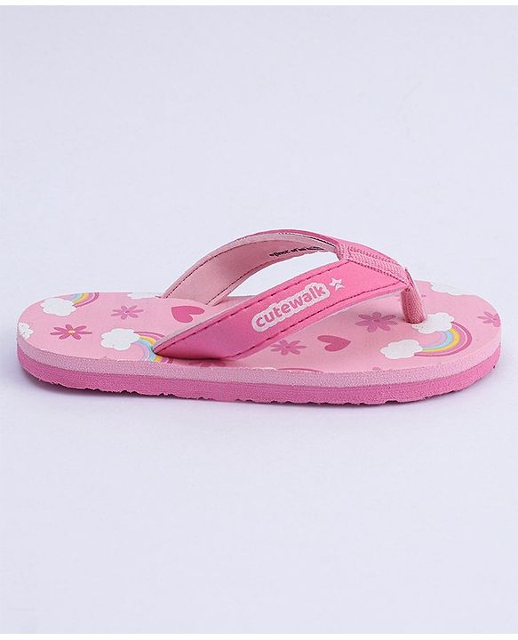 Cute Walk by Babyhug Flip Flops Rainbow Print - Pink