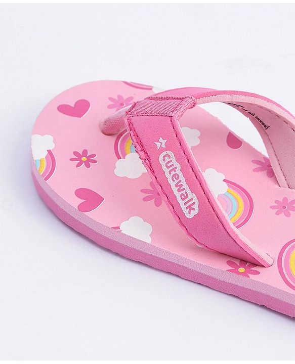 Cute Walk by Babyhug Flip Flops Rainbow Print - Pink